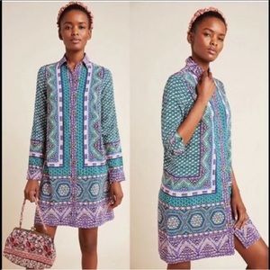 Anthropologie Maeve Casablanca silk shirt dress 2